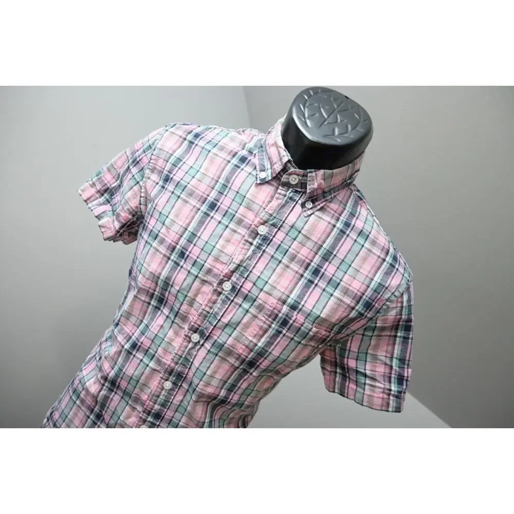 J Crew Flex Wash Dress Shirt Slim Casual Button Up Short Sleeve Mens Sz Small‎